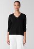 Organic Cotton Slubby Jersey V-Neck Top