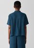 Washed Organic Linen Délavé Band Collar Shirt