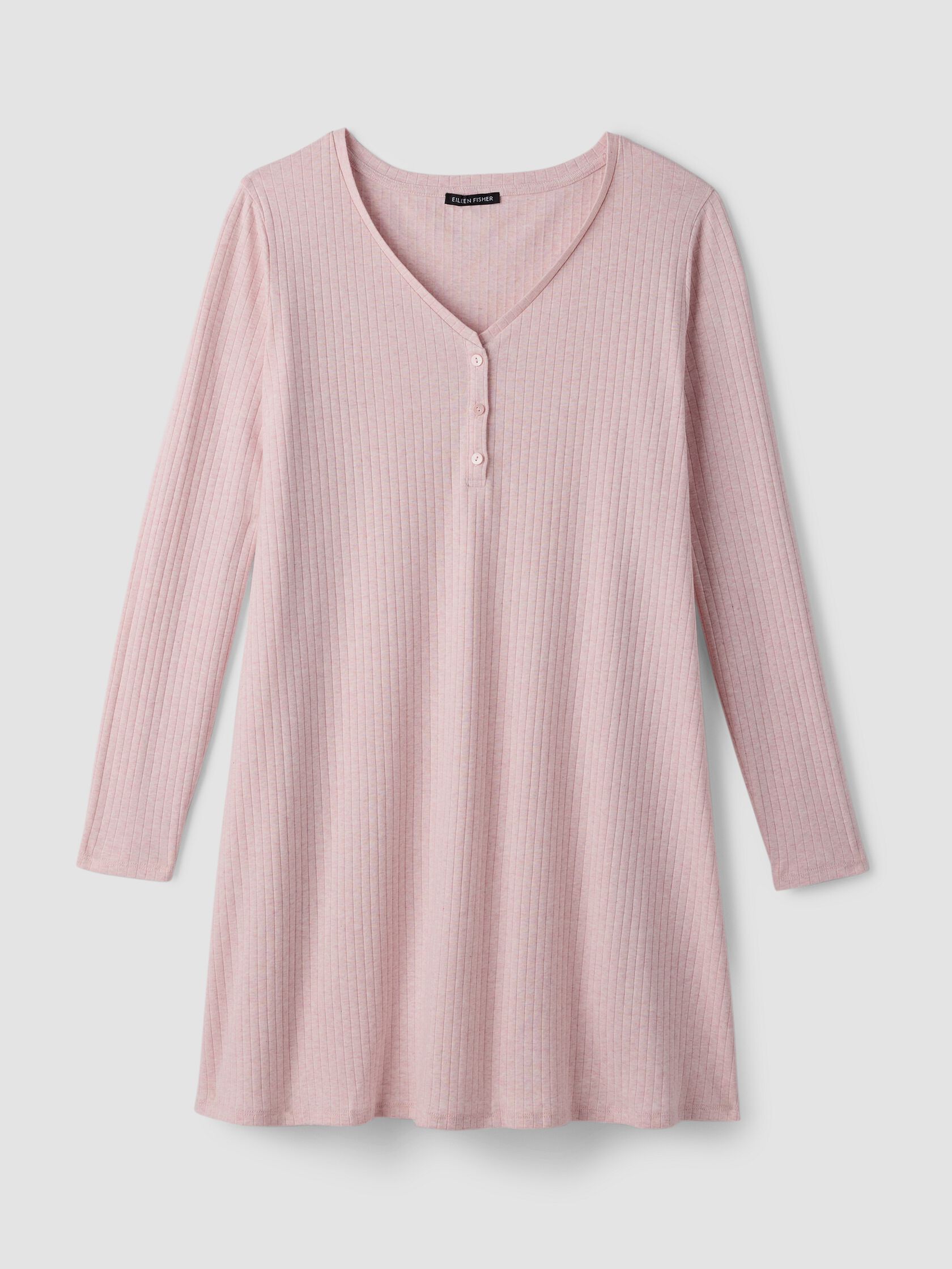 Organic Cotton Rib V-Neck Sleep Dress
