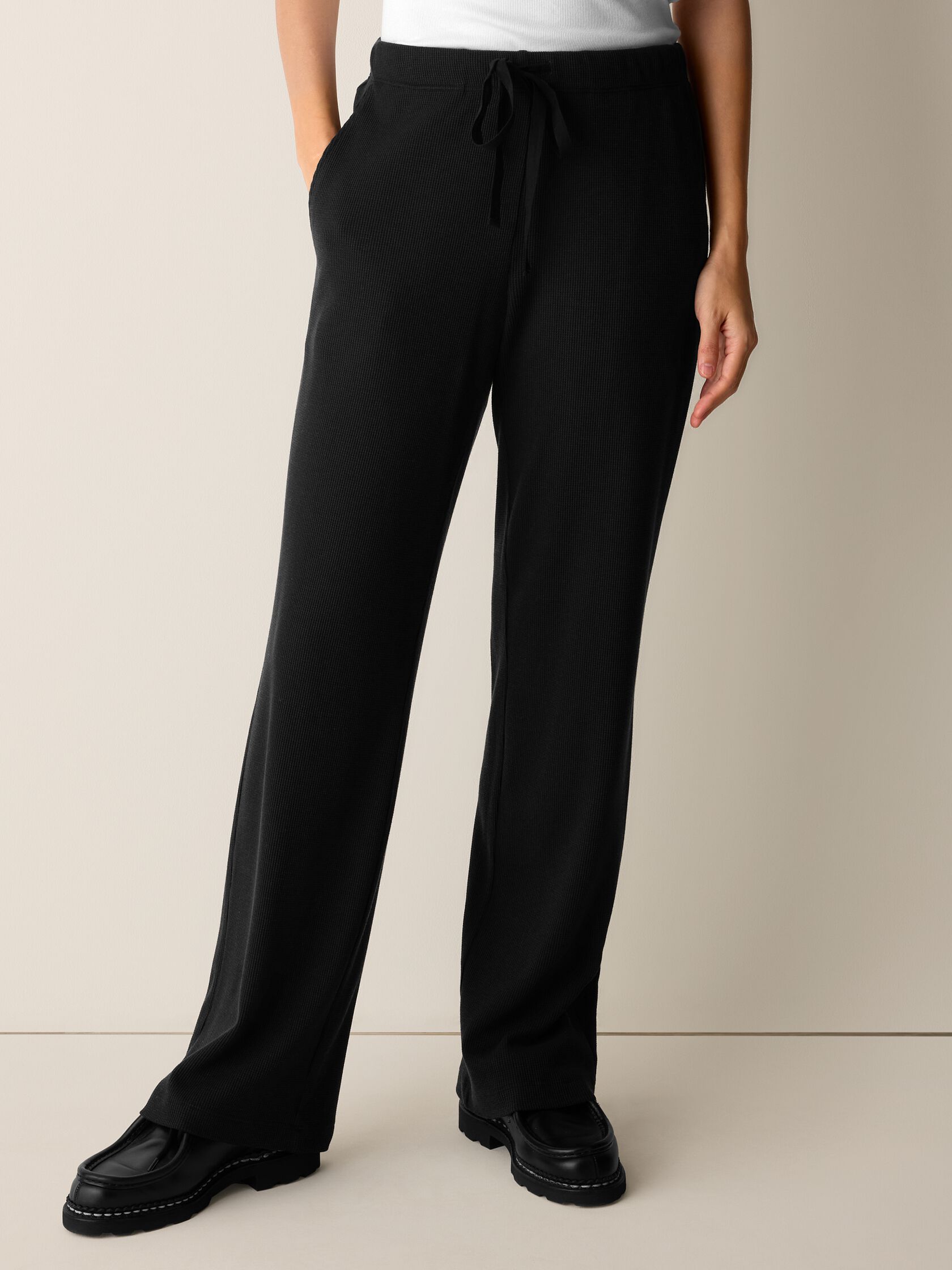 Cozy Waffle Knit Straight Pant