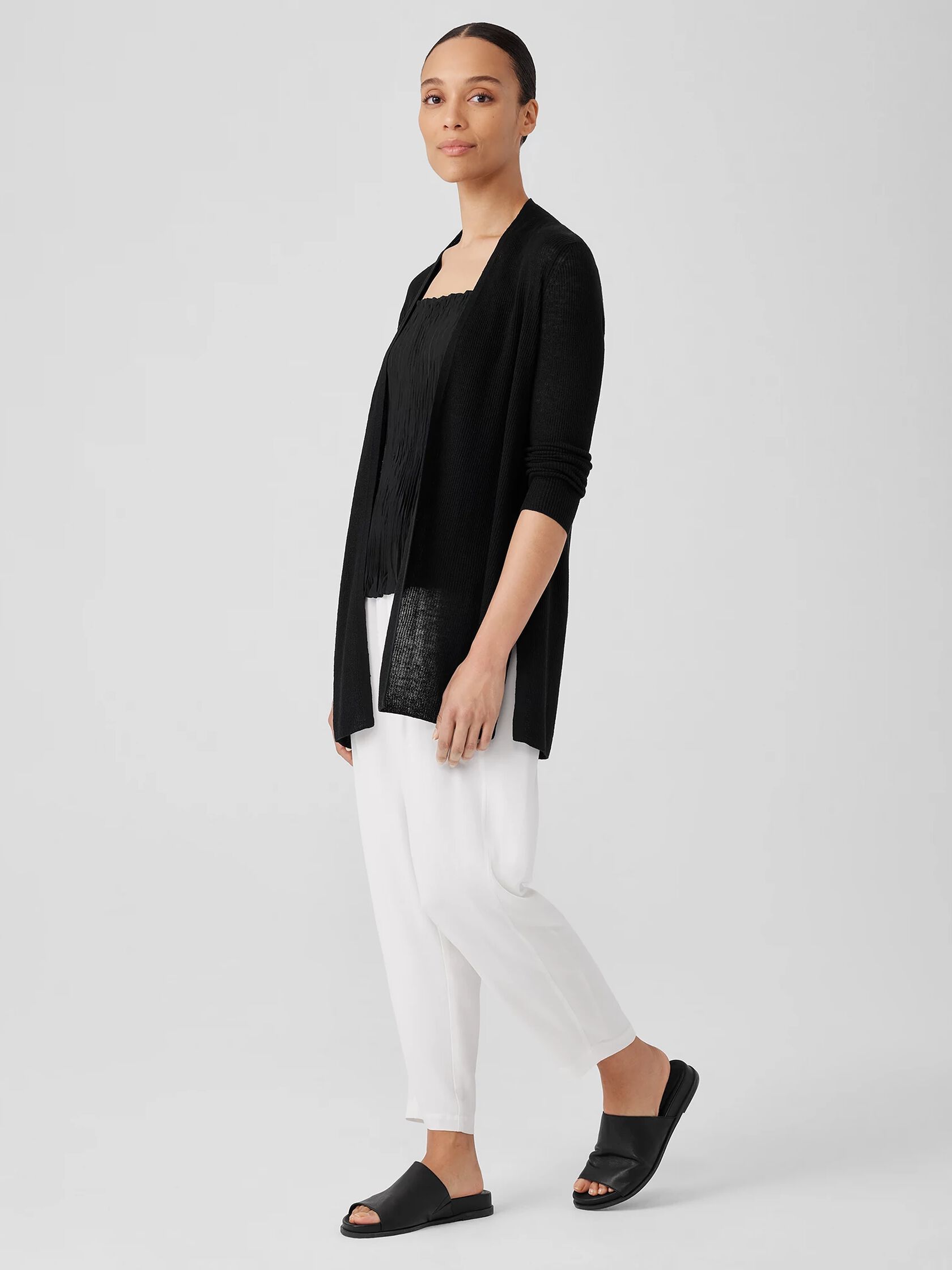 Organic Linen Cotton Airy Tuck Long Cardigan