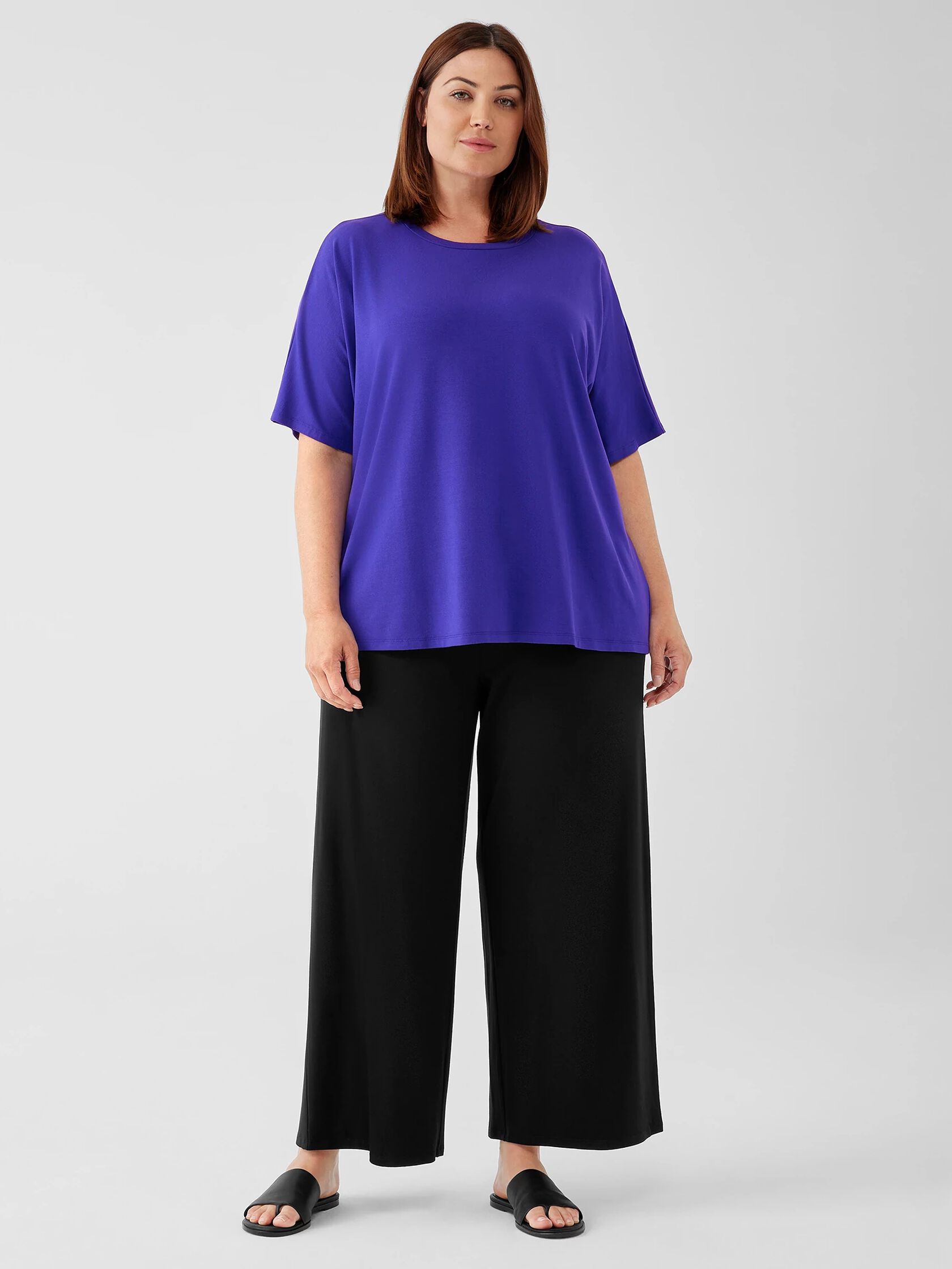 Stretch Jersey Knit Wide-Leg Pant