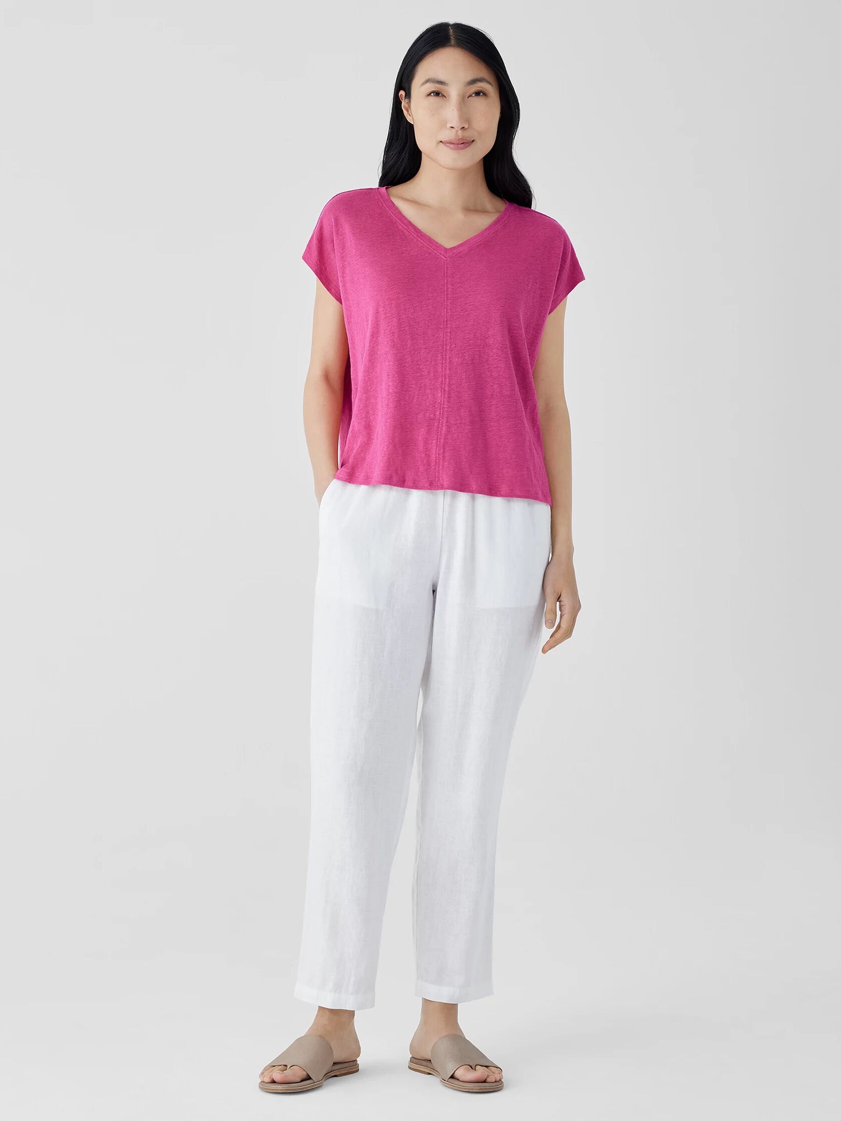 Organic Linen Jersey V-Neck Tee