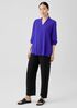 Silk Georgette Crepe V-Neck Top