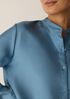 Silk Twill Band Collar Shirt