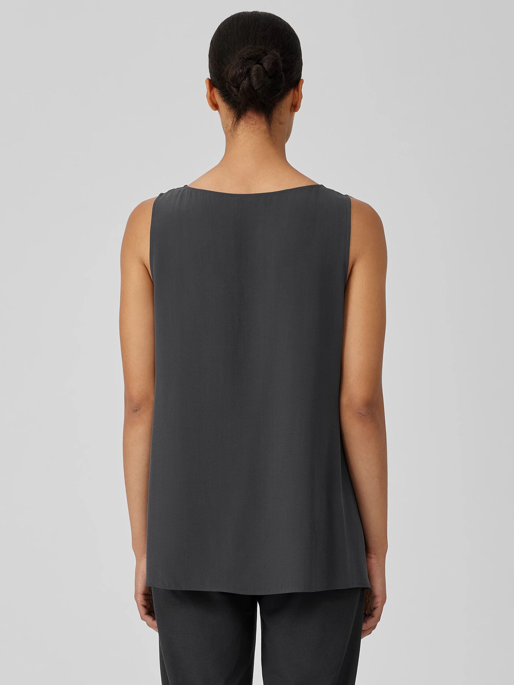 Silk Georgette Crepe Ballet Neck Tank