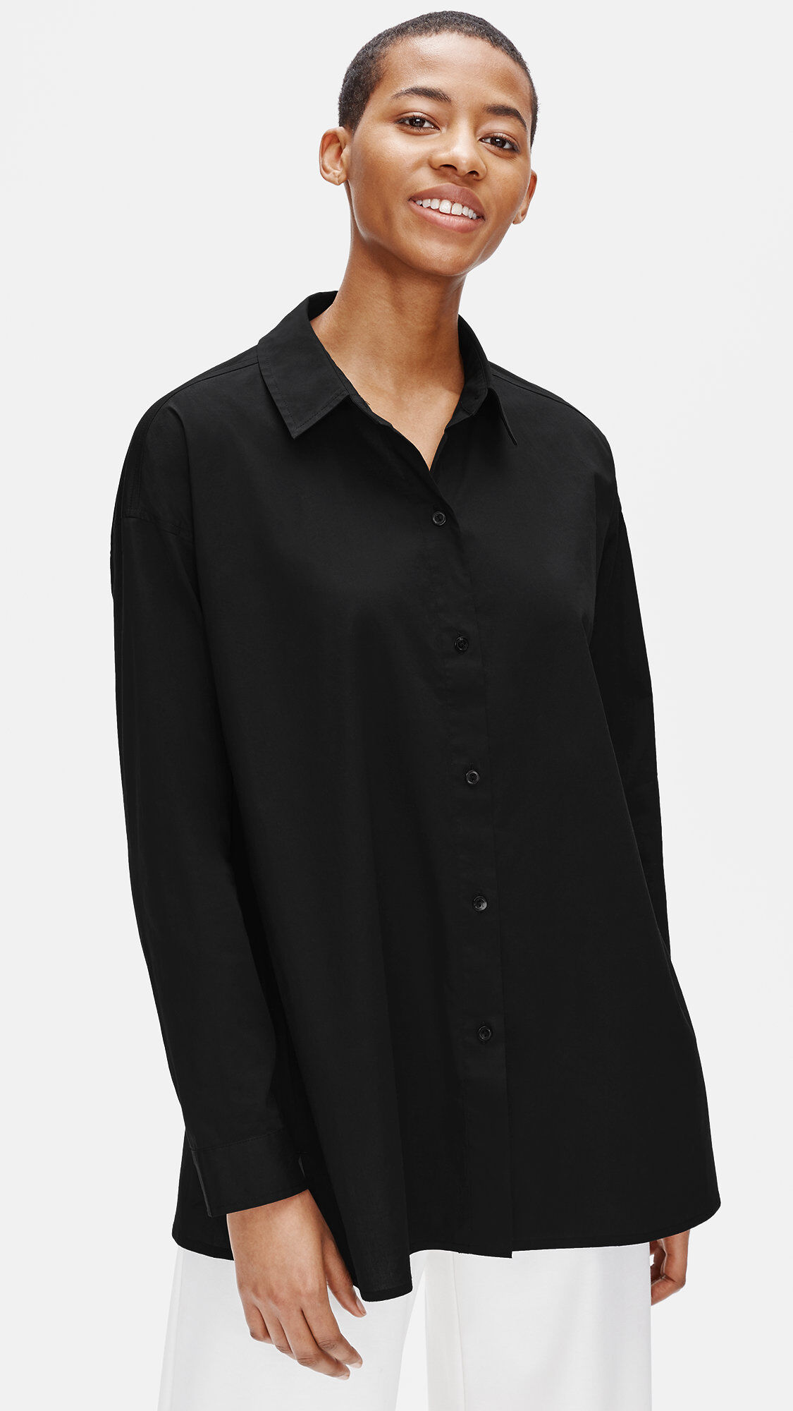 Organic Cotton Classic Collar Swing Shirt EILEEN FISHER