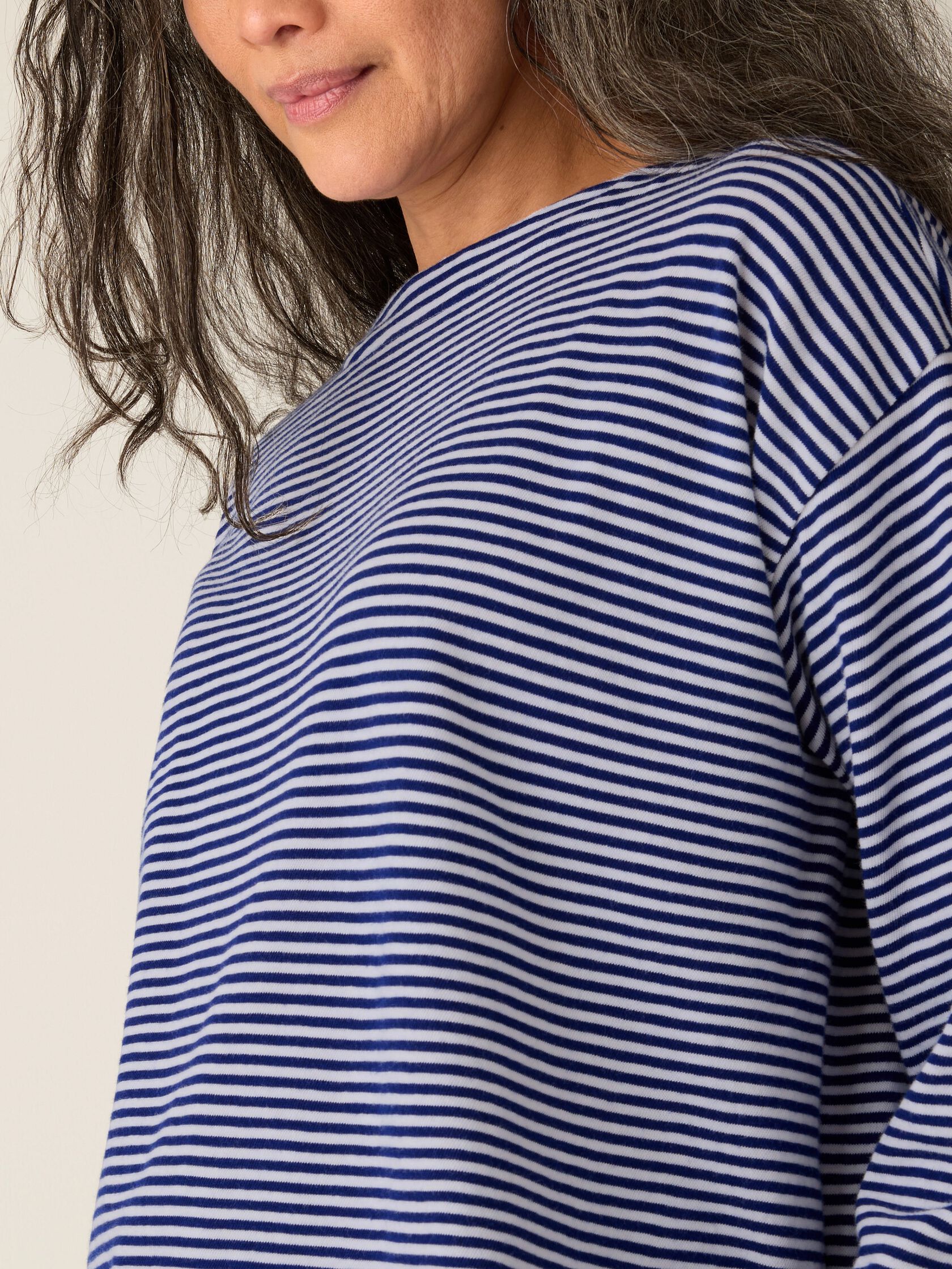 Striped Organic Cotton Slub Bateau Neck Top
