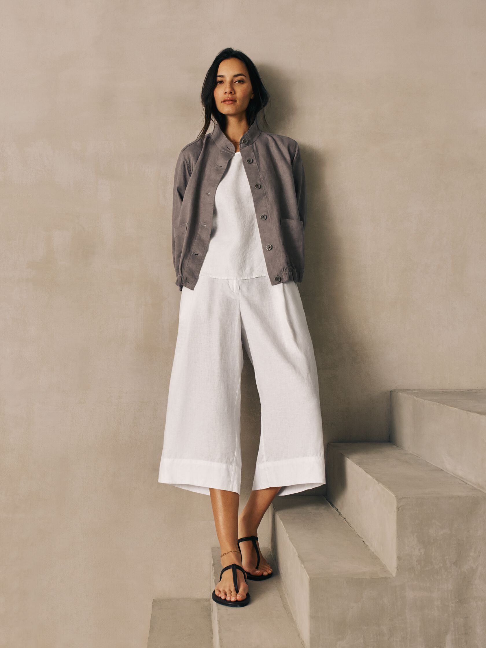 Organic Linen Pleated Culotte