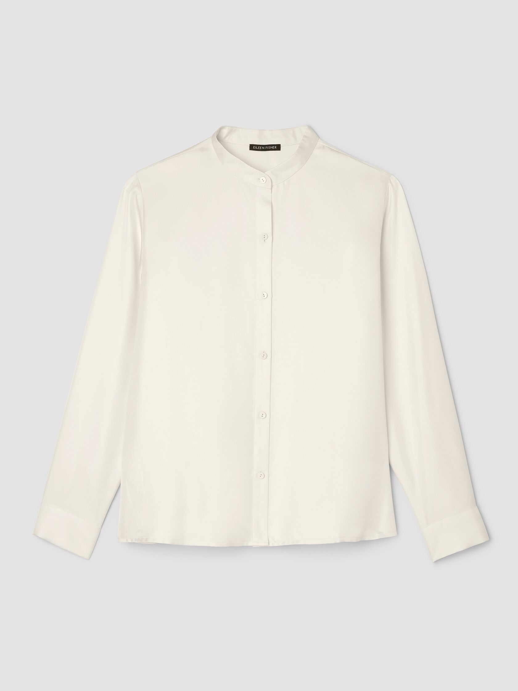 Silk Twill Band Collar Shirt