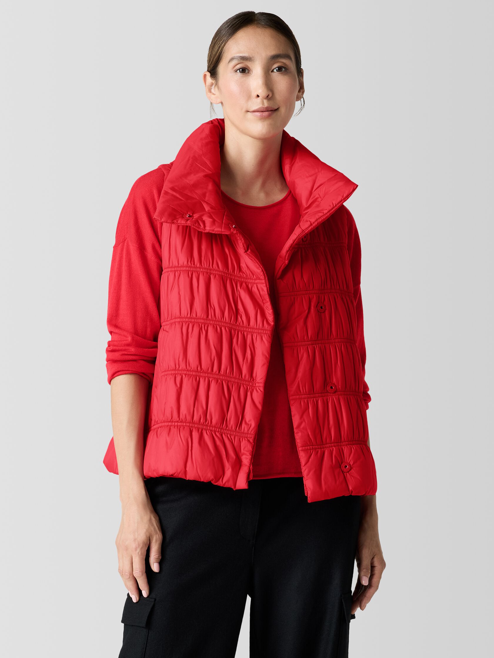 Eggshell Recycled Nylon Stand Collar Vest