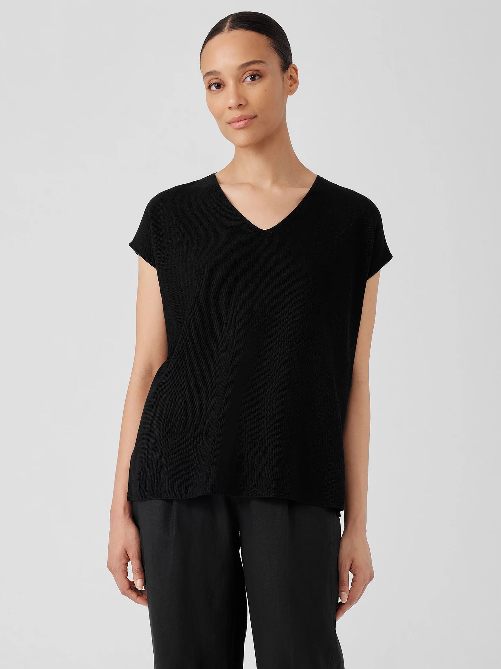 Organic Linen Cotton V-Neck Top