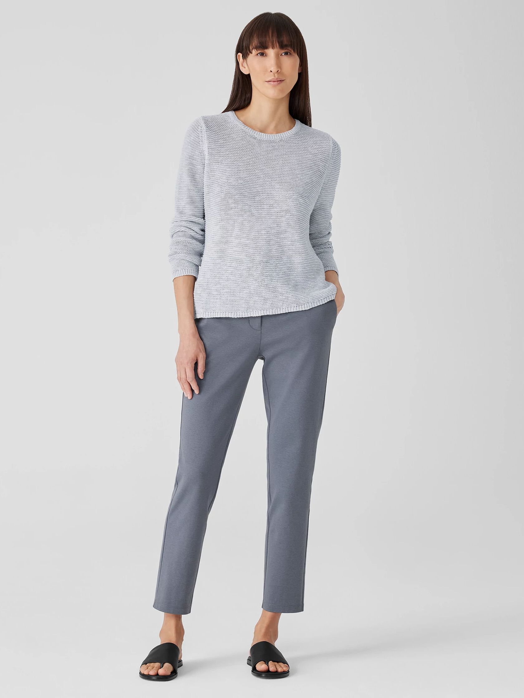 Organic Linen Cotton Slub Crew Neck Top