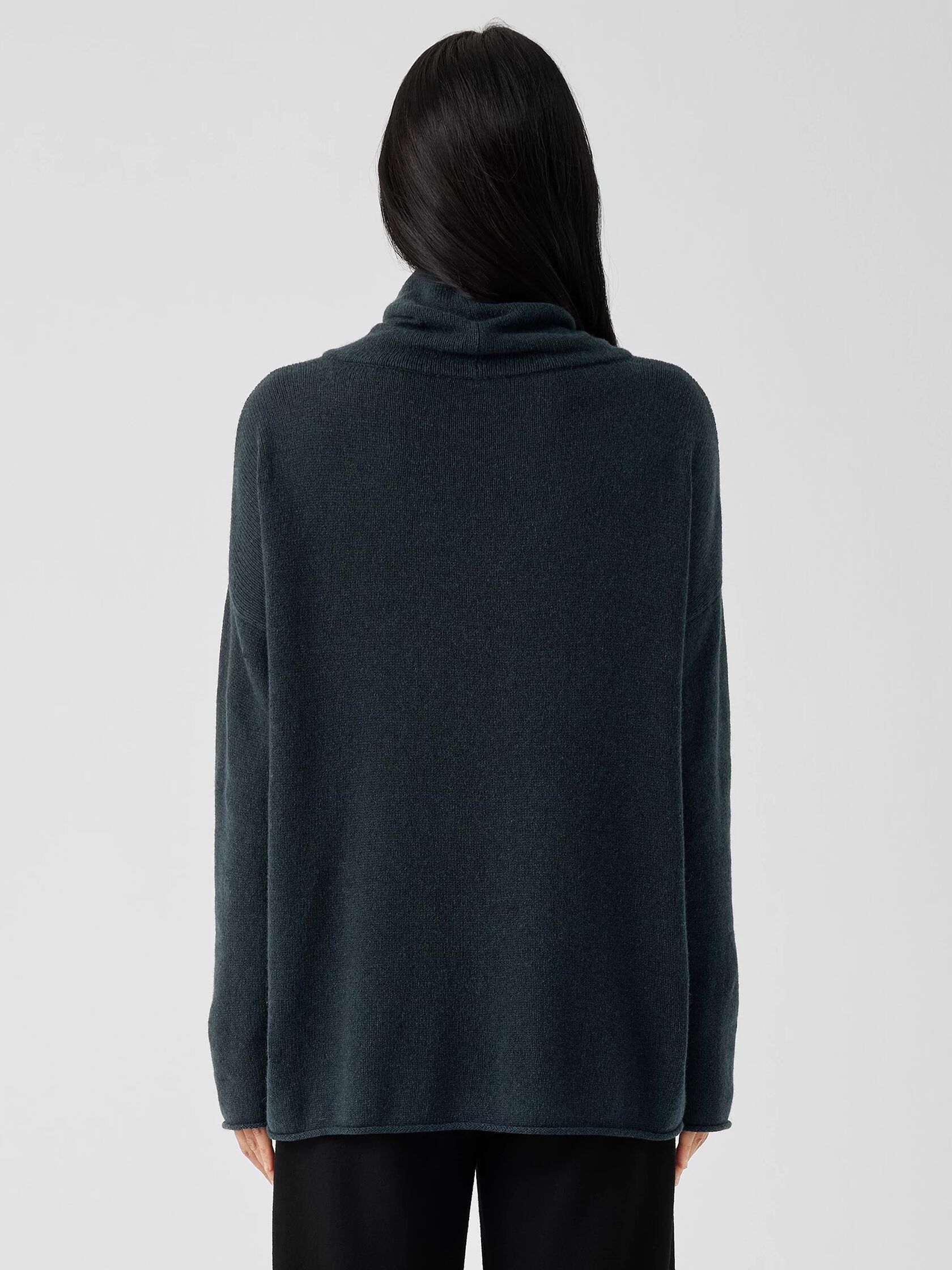 Cotton and Recycled Cashmere Turtleneck Long Top