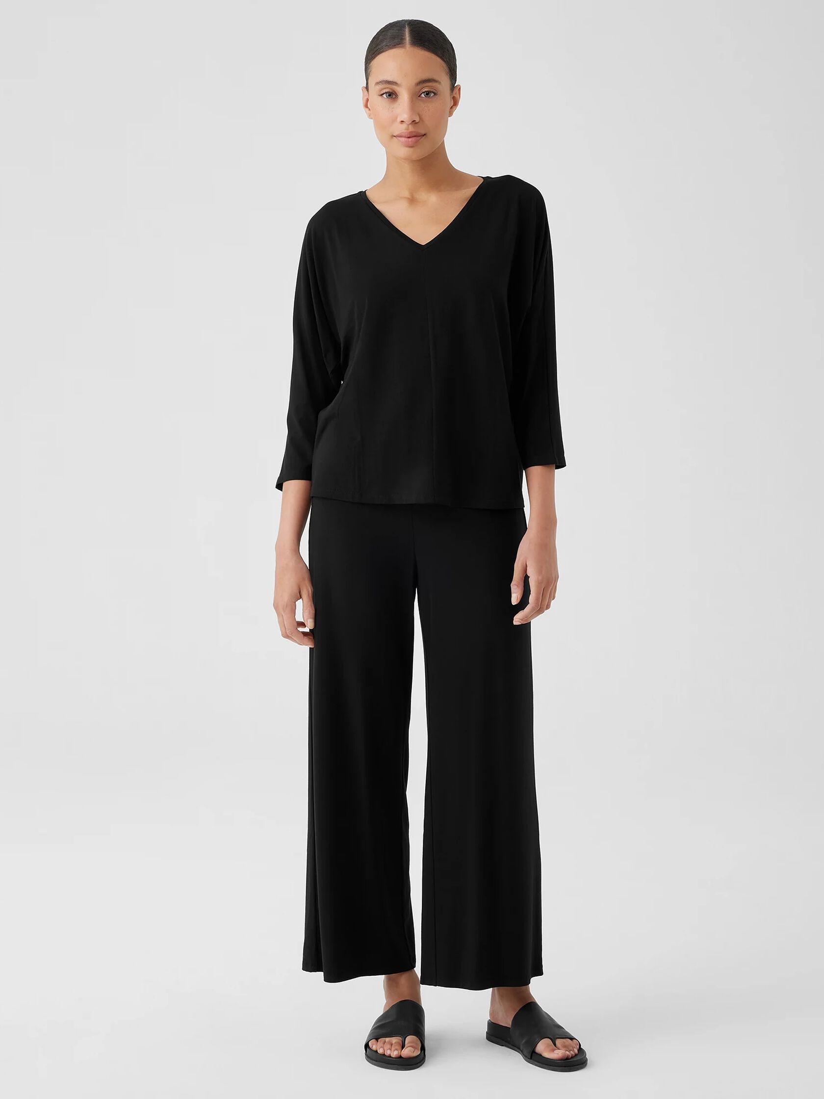 Stretch Jersey Knit Wide-Leg Pant