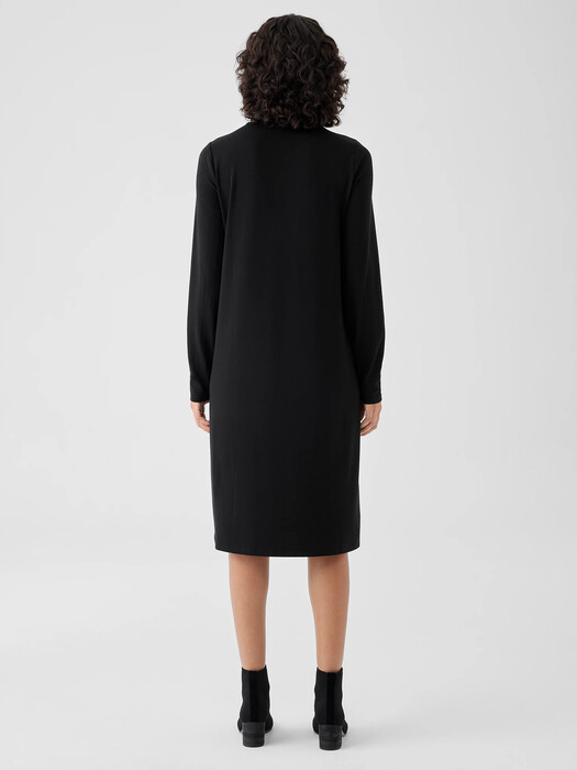 Stretch Jersey Knit Scrunch Neck Dress