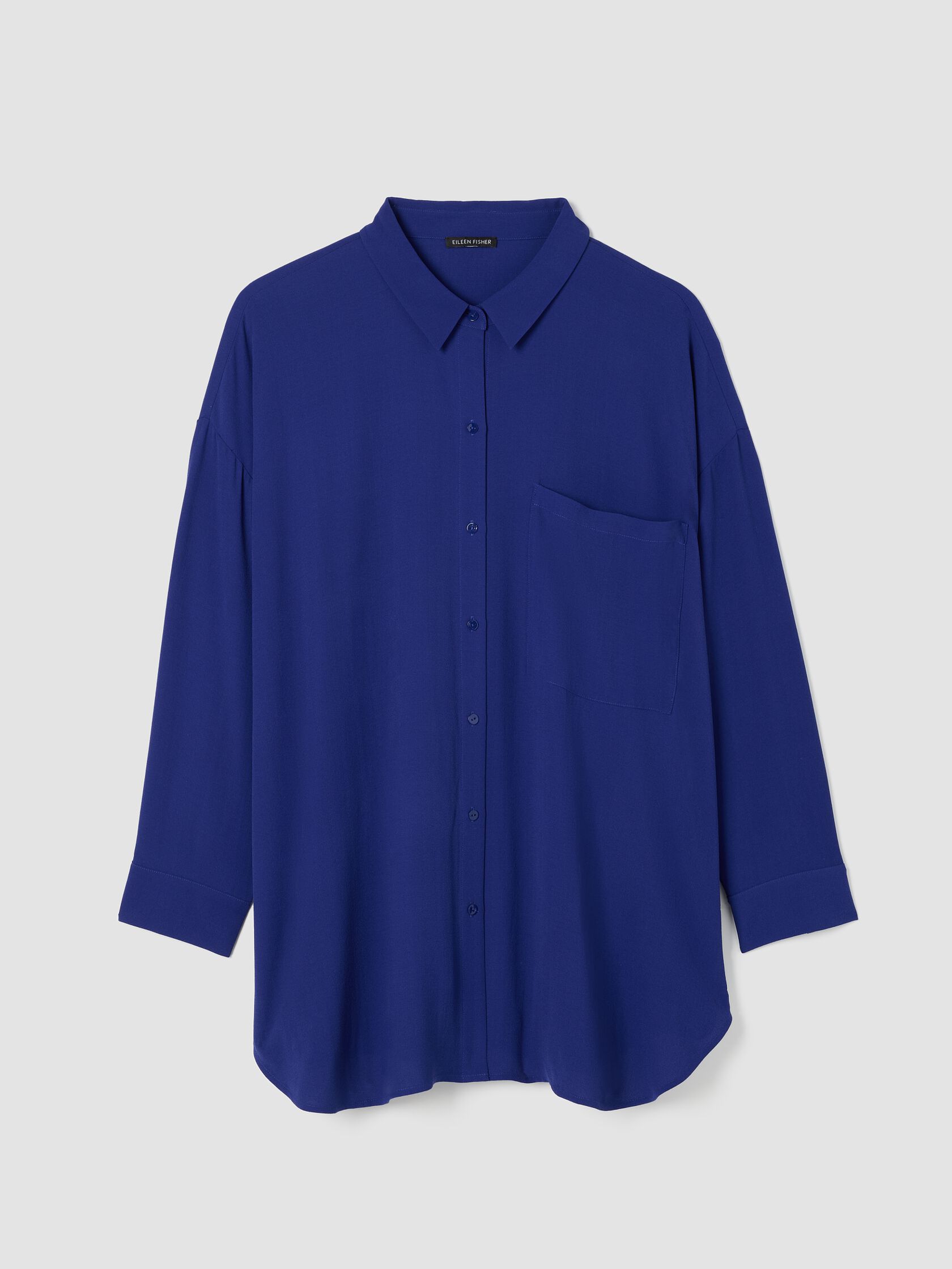 Silk Georgette Crepe Classic Collar Long Shirt