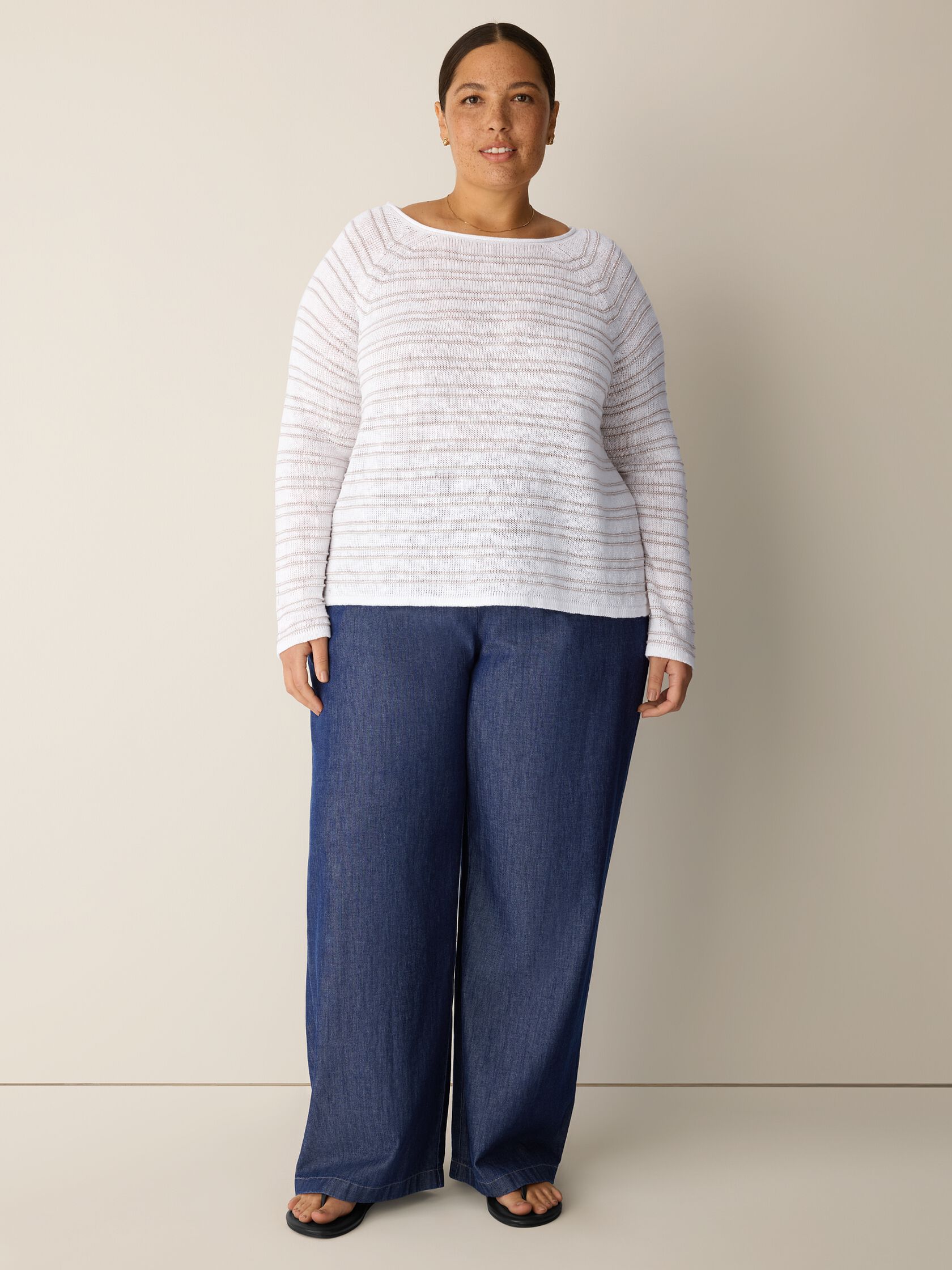 Organic Linen Cotton Slub Bateau Neck Top