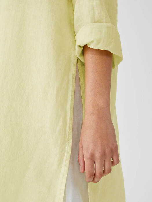 Garment-Dyed Organic Handkerchief Linen Long Shirt