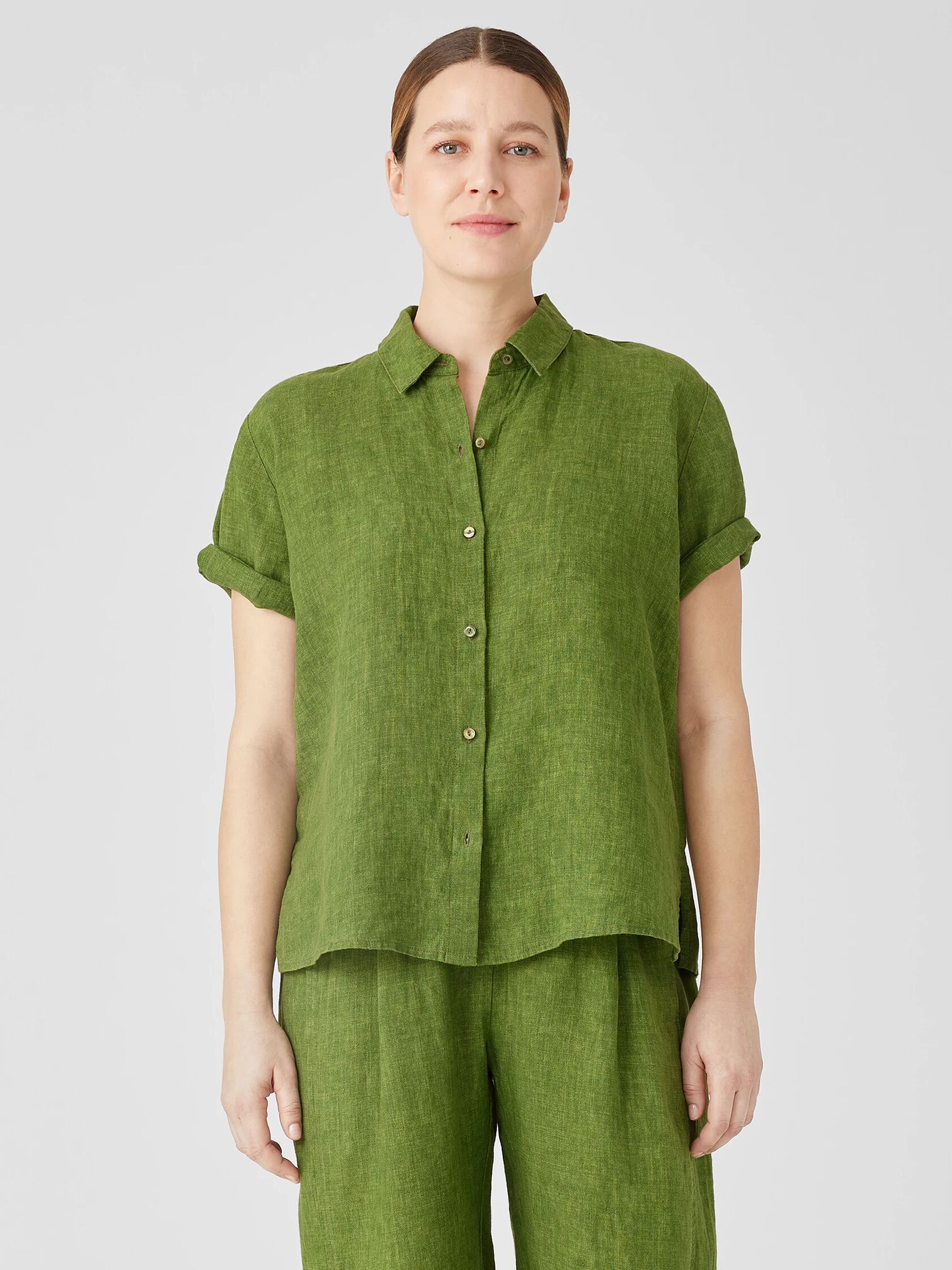 Washed Organic Linen Délavé Short-Sleeve Shirt