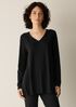 Fine Stretch Jersey Knit V-Neck Long Top