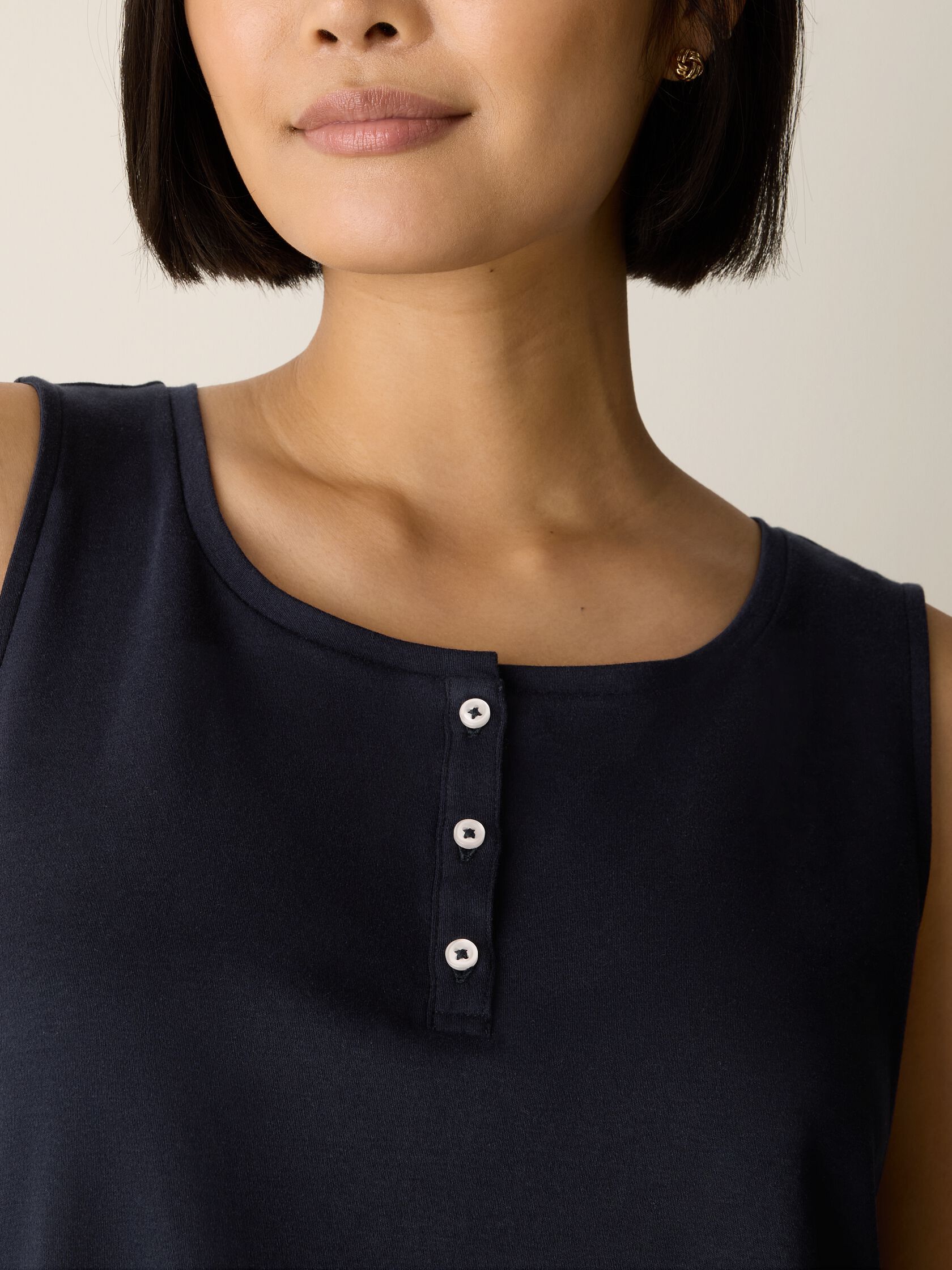 Organic Cotton Interlock Henley Sleep Tank