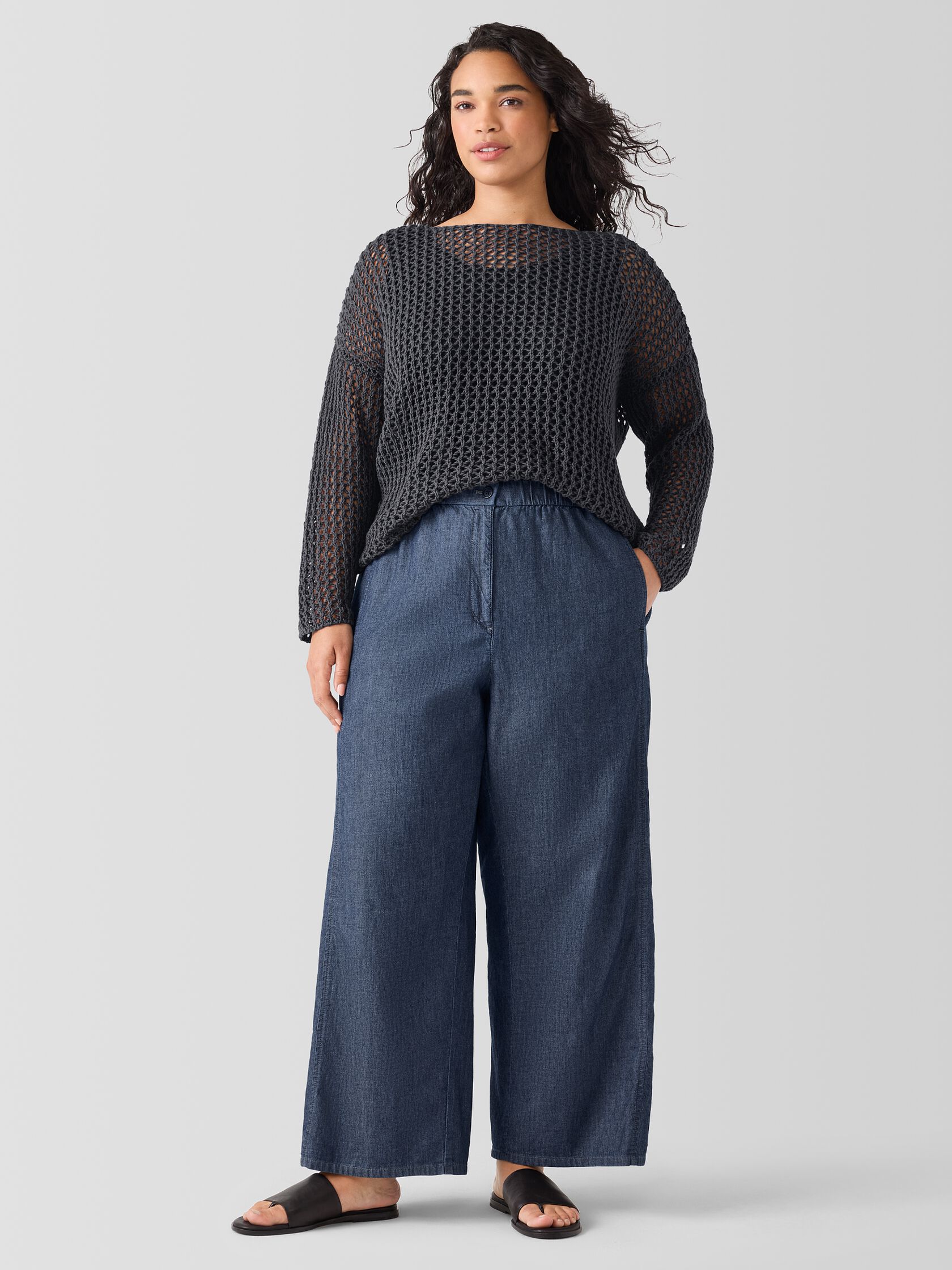 Airy Organic Cotton Twill Wide-Leg Pant