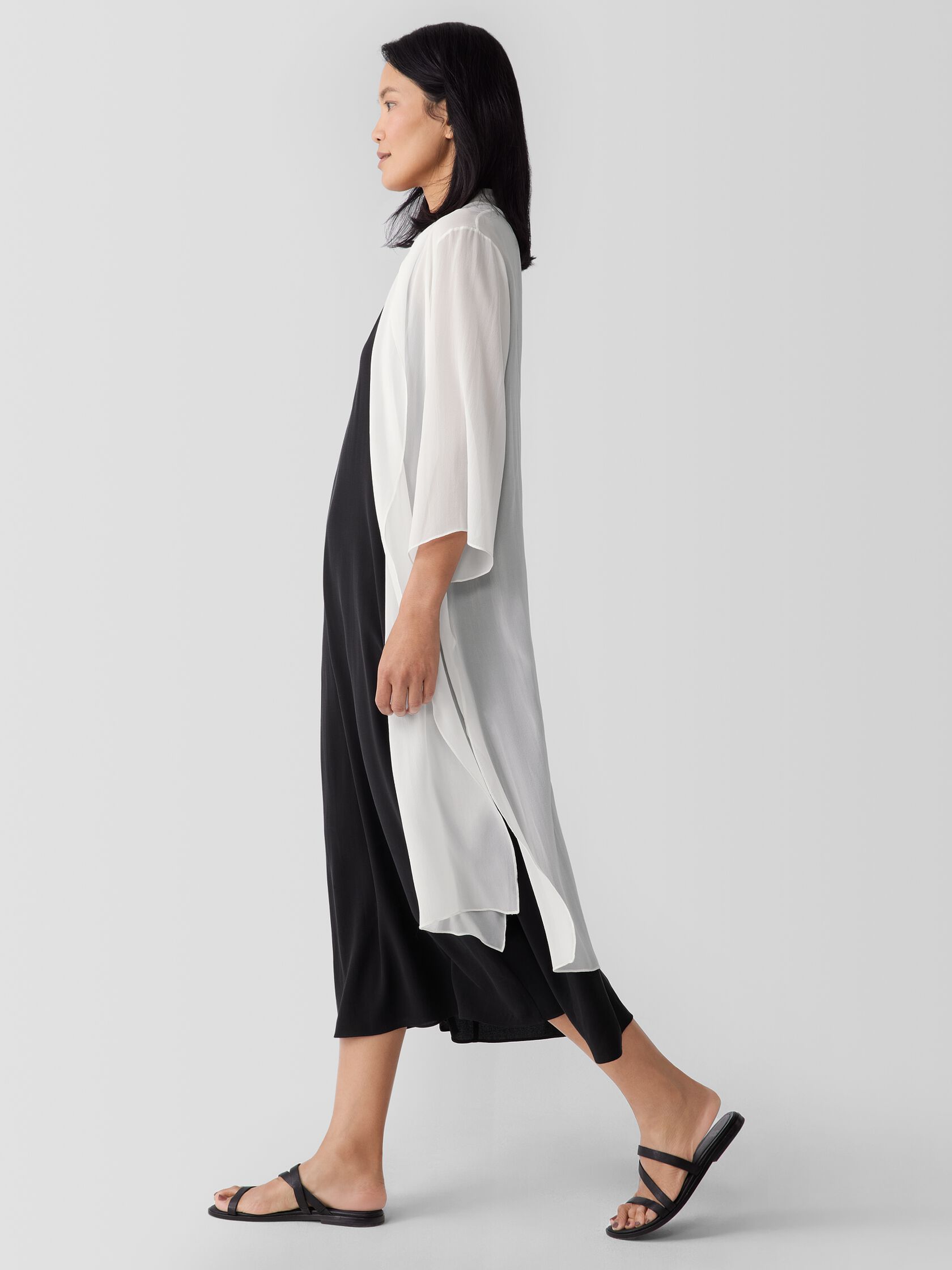 Sheer Silk Georgette High Collar Jacket