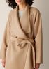 Lustrous Wool Drape Neck Coat