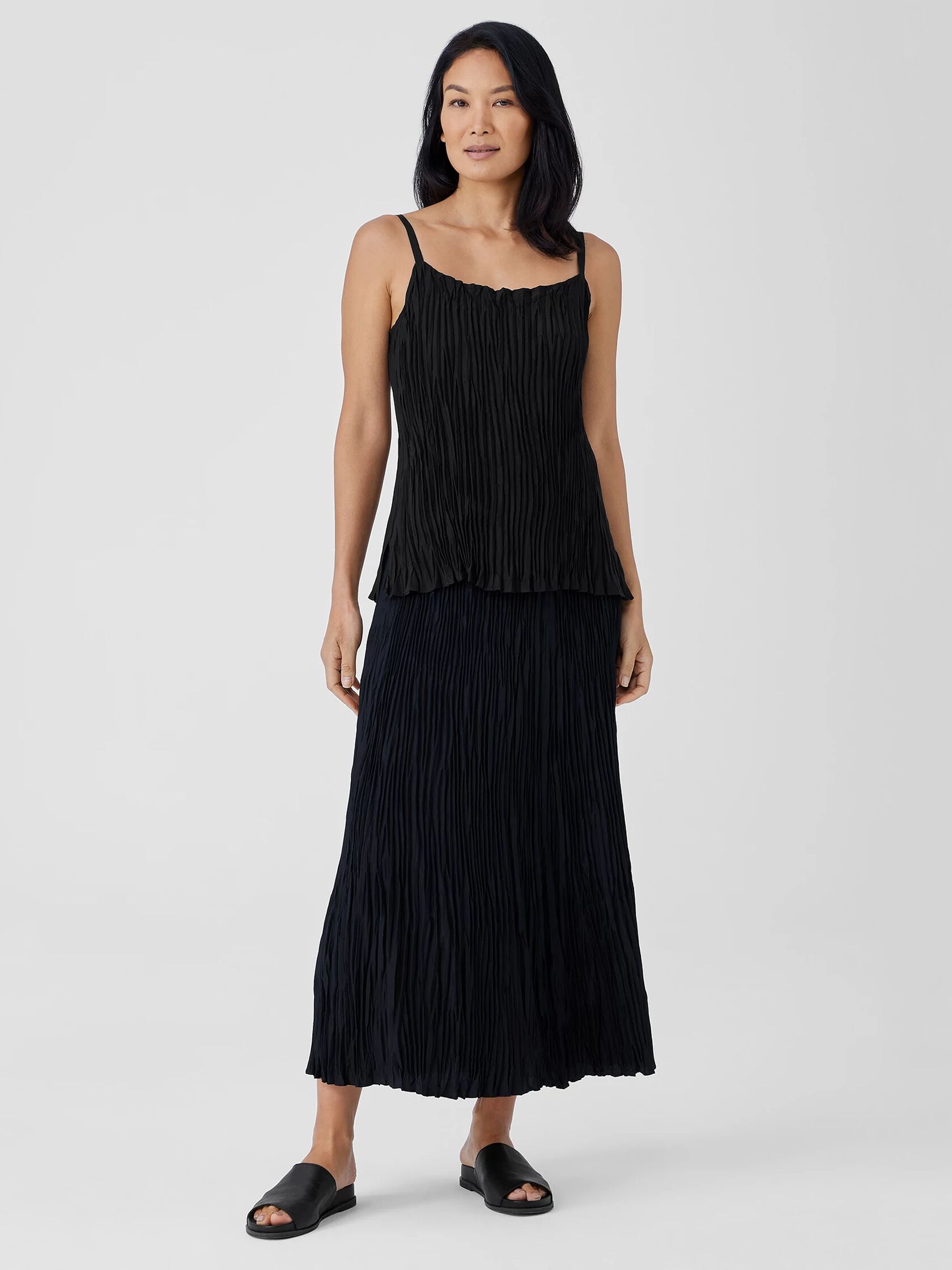 Crushed Silk Maxi Skirt
