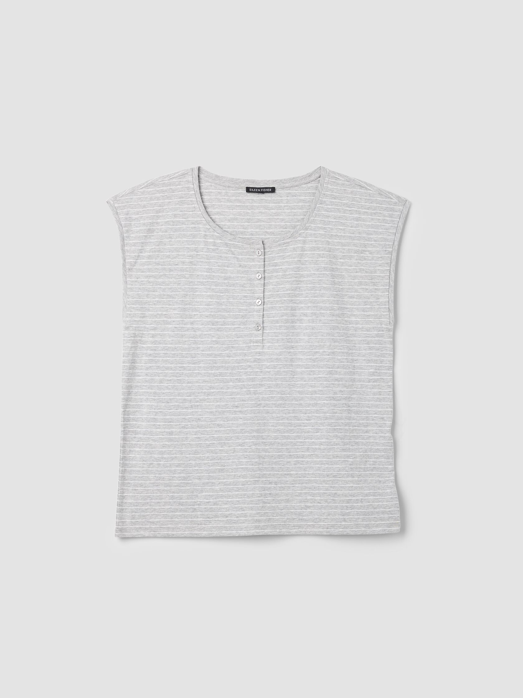 Striped Organic Cotton Jersey Henley Sleep Top
