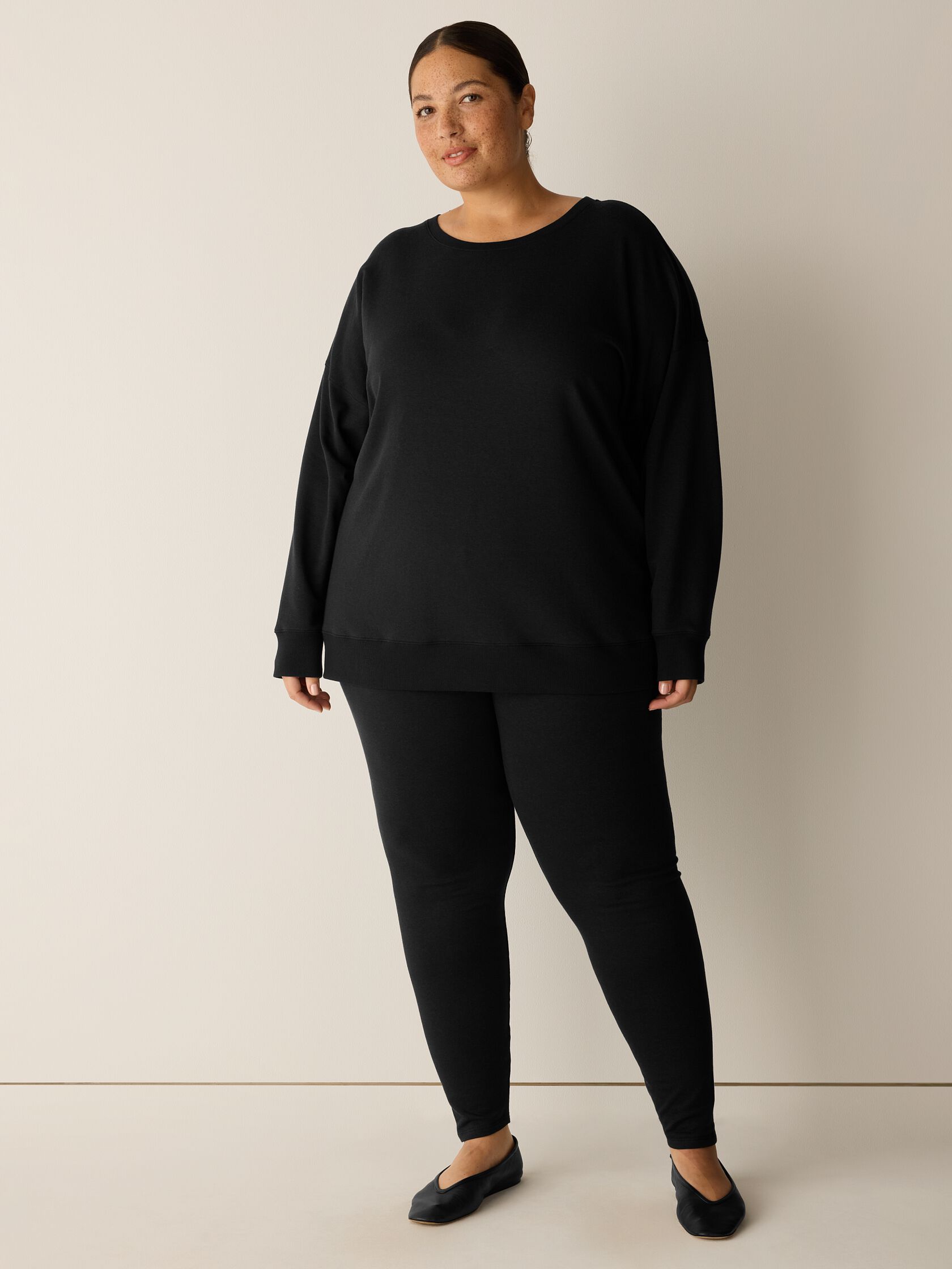 Cozy Brushed Terry Hug Crew Neck Long Top