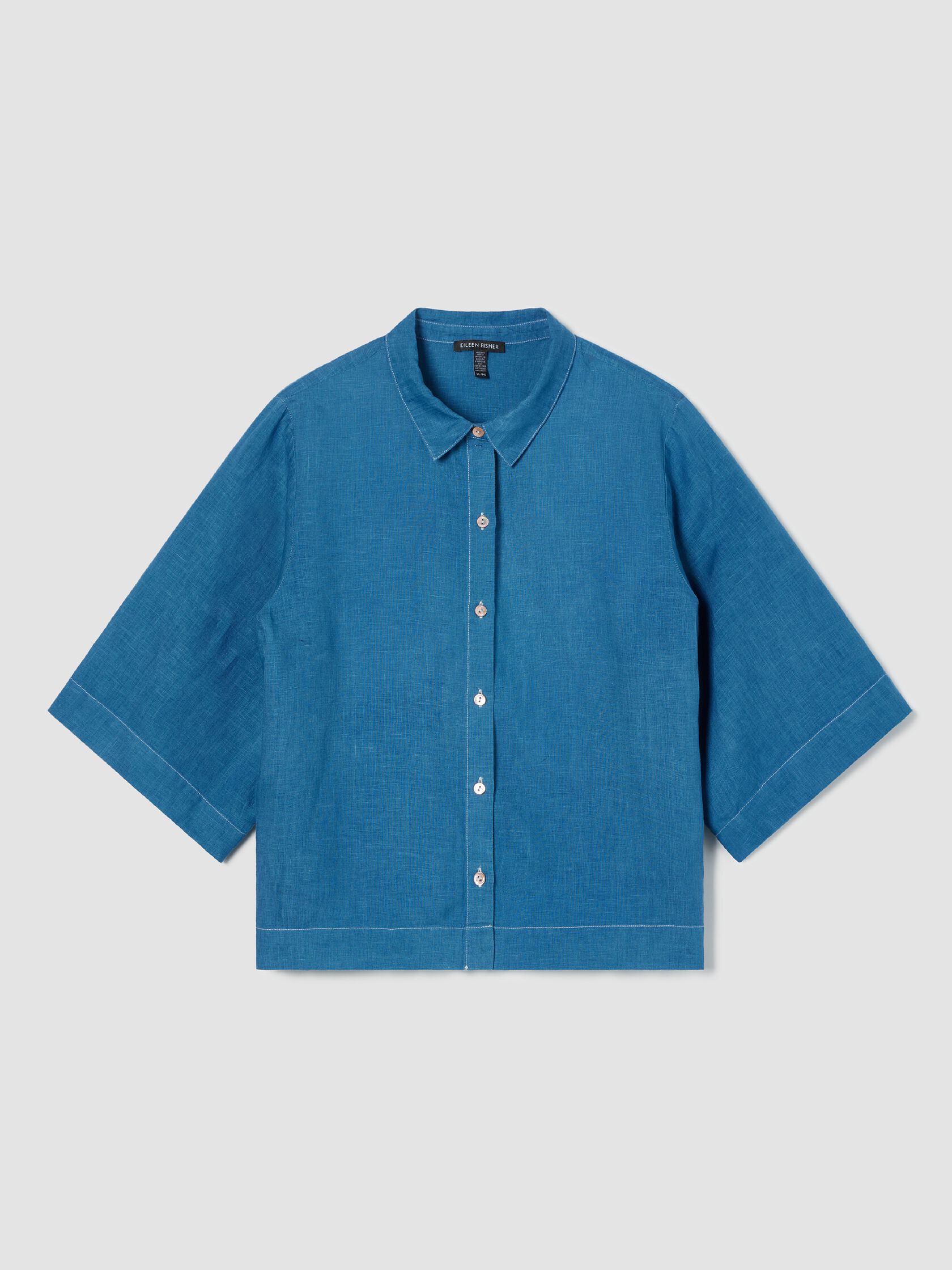 Renew Organic Linen Short-Sleeve Shirt, XL