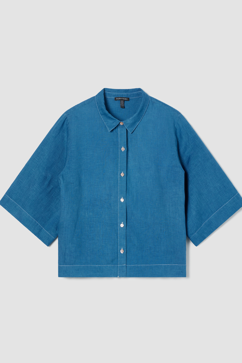 Renew Organic Linen Short-Sleeve Shirt, XL