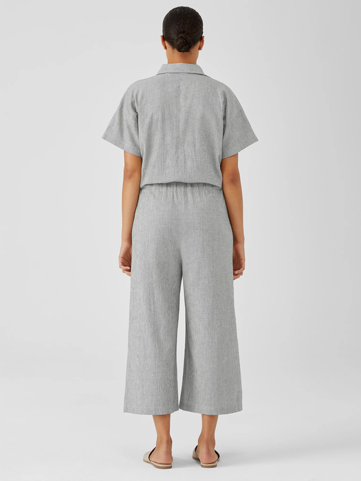 Organic Cotton Linen Ticking Stripe Jumpsuit