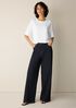 Cotton Indigo Knit Denim Wide-Leg Pant