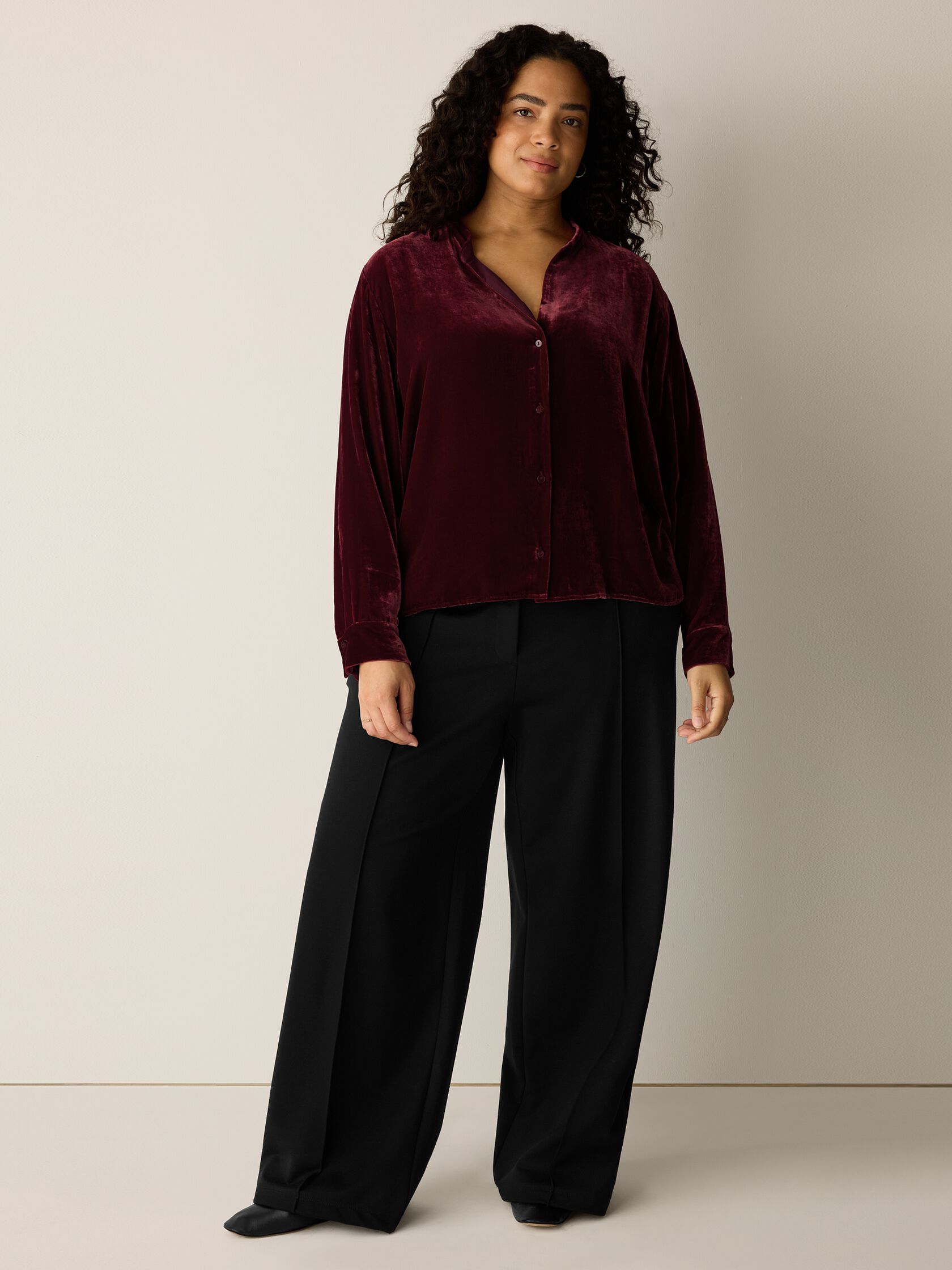 Velvet Band Collar Shirt