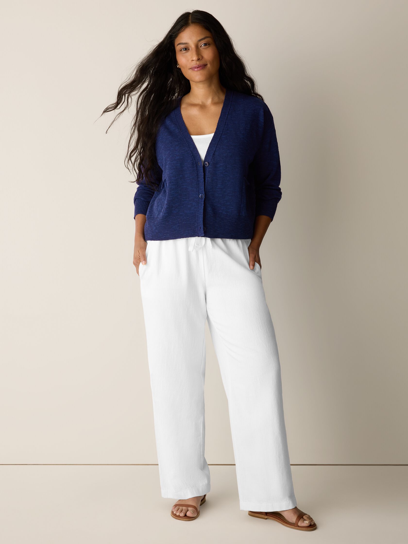 Organic Linen Cotton Slub Slouchy Cardigan