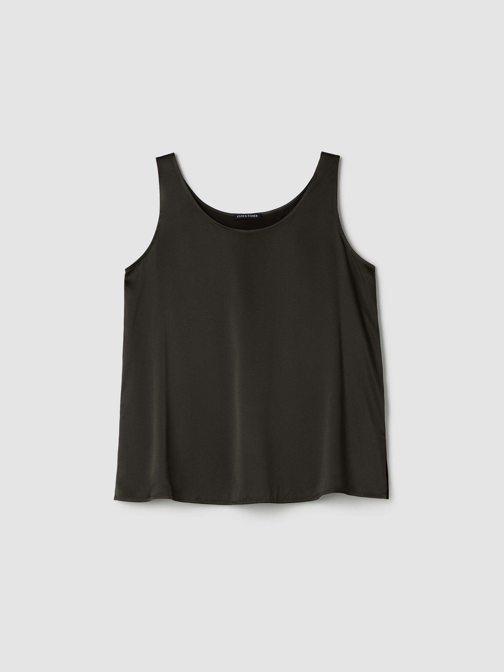 Stretch Silk Charmeuse Scoop Neck Tank