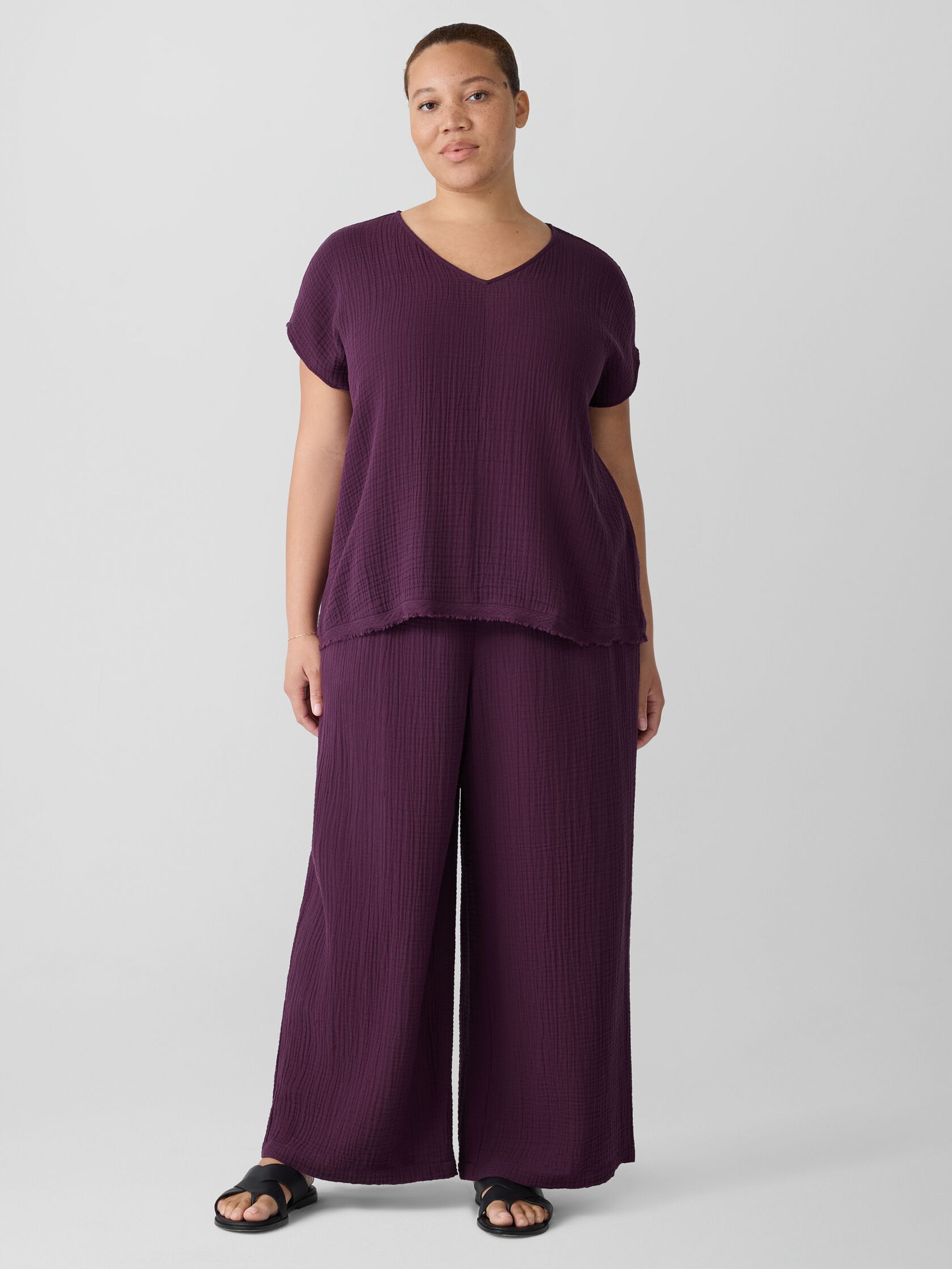 Organic Cotton Lofty Gauze V-Neck Square Top
