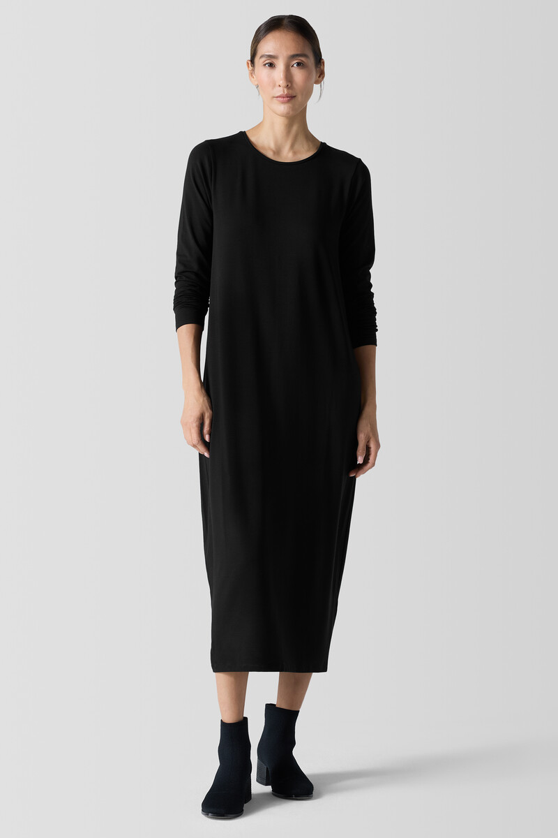 Stretch Jersey Knit Round Neck Dress Stretch Jersey Knit Round Neck Dress