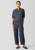 Washed Organic Cotton Poplin Band Collar Short Shirt