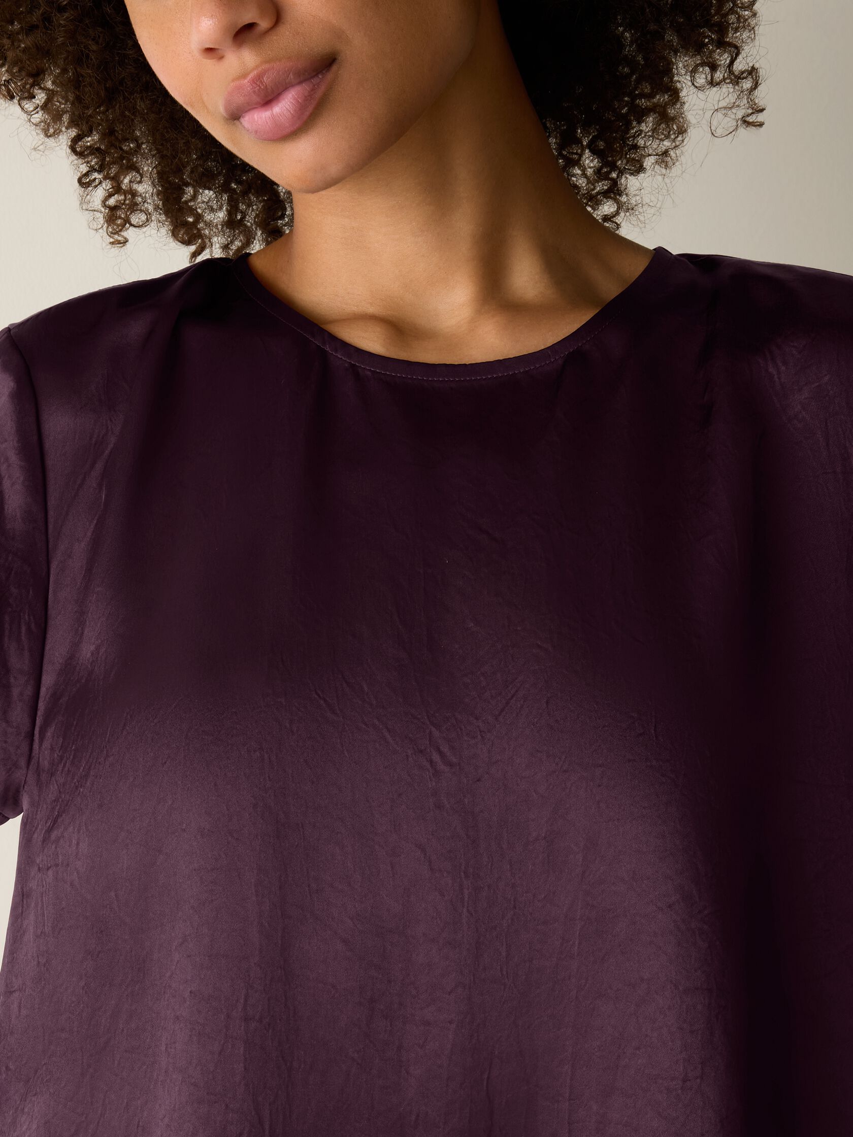 Textured Satin Round Neck Dress