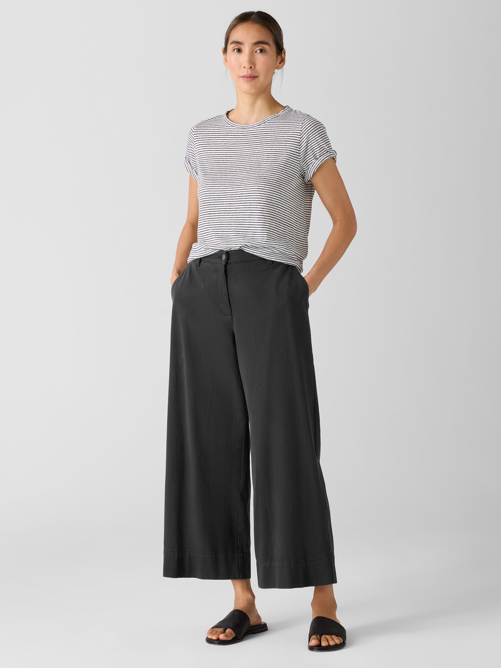 Garment-Dyed Utility Cotton Wide-Leg Pant