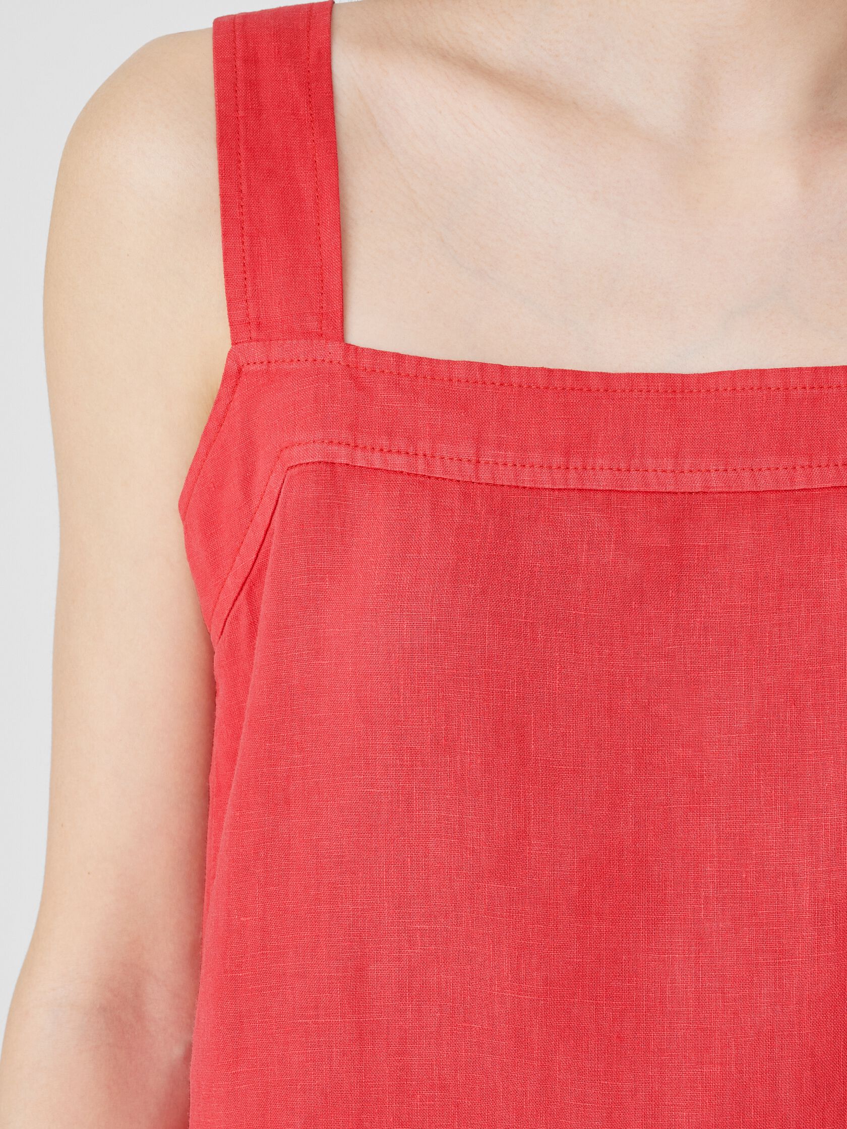 Garment-Dyed Organic Linen Square Neck Dress