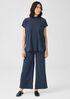 Woven Plisse Mock Neck Top