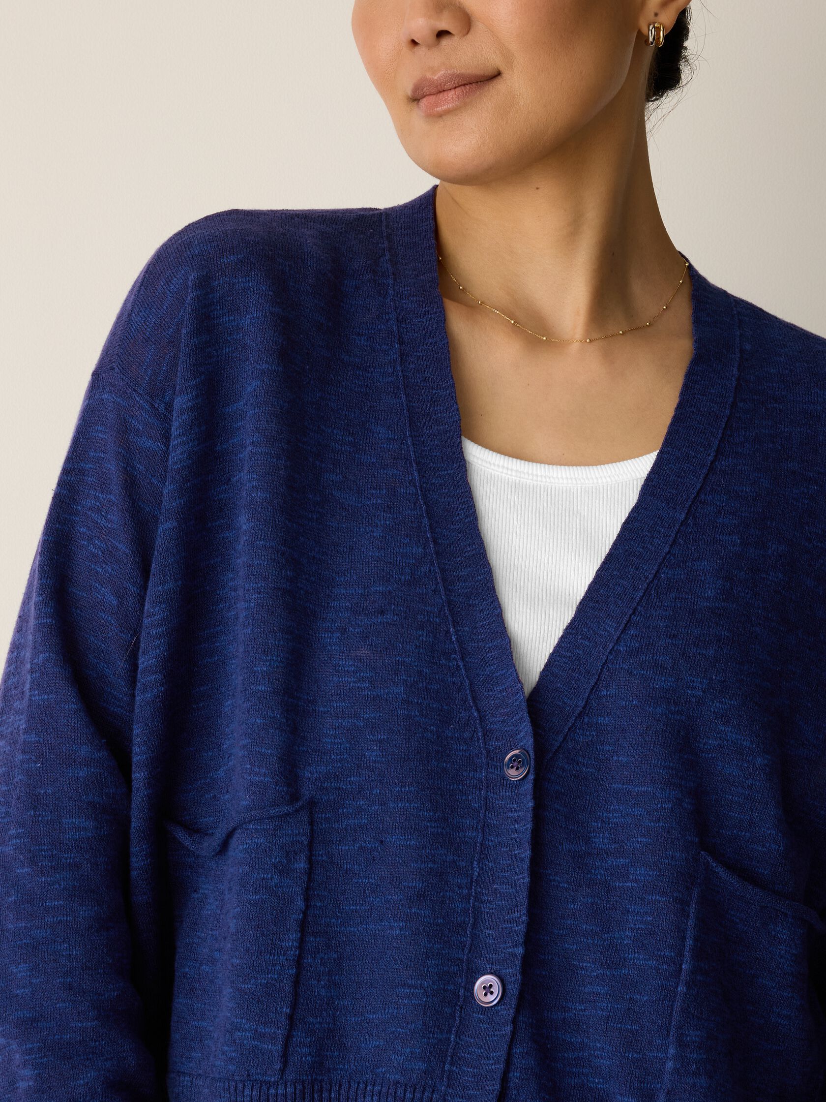 Organic Linen Cotton Slub Slouchy Cardigan