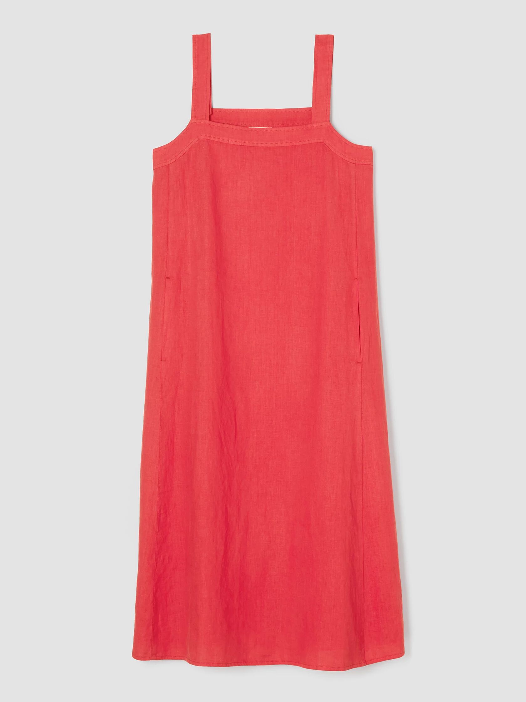 Garment-Dyed Organic Linen Square Neck Dress