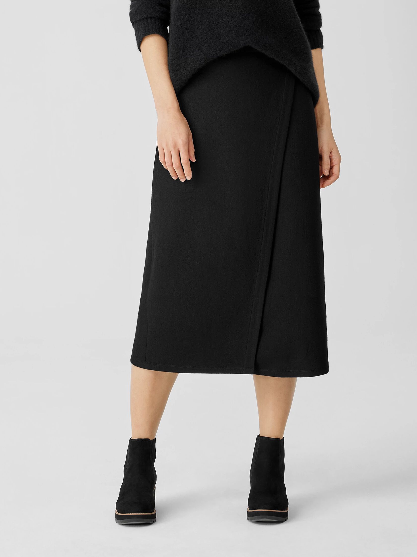 Boiled Wool Jersey Wrap Skirt