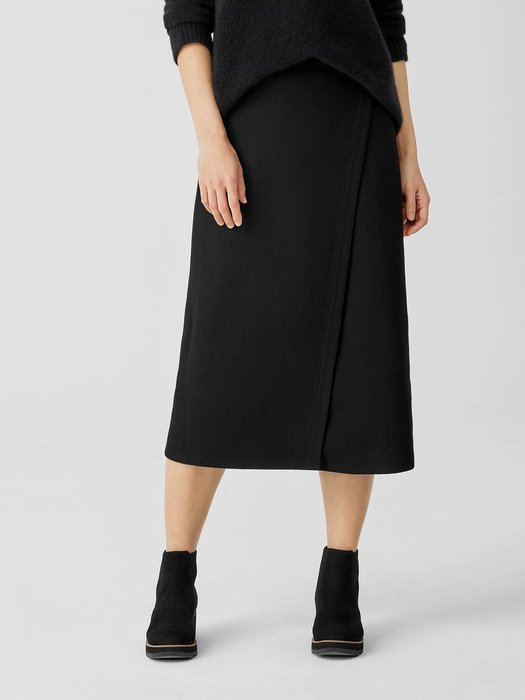 Boiled Wool Jersey Wrap Skirt